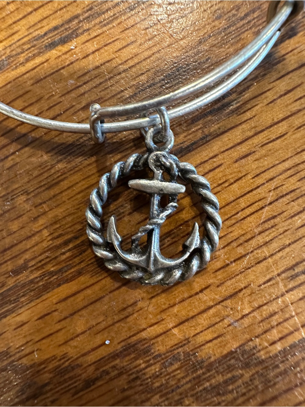 Alex and Ani Silver Anchor Rope Charm Bangle